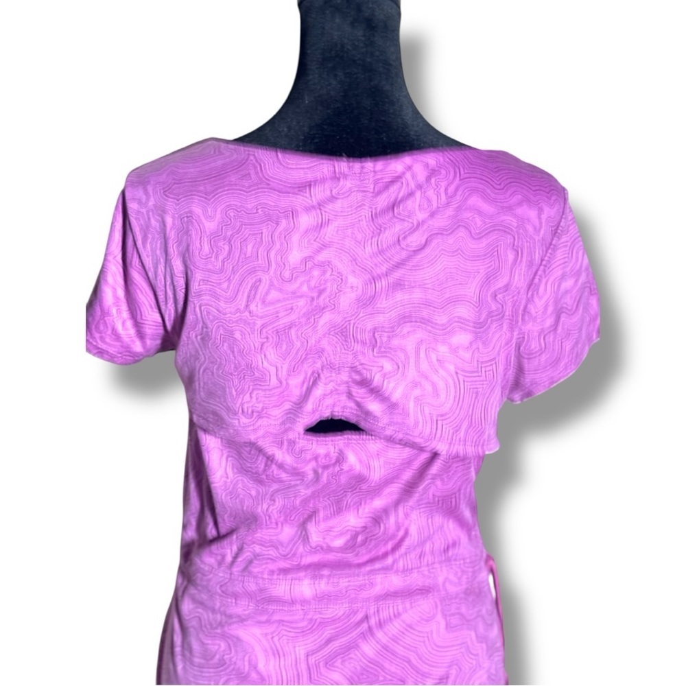 Merrell Light Purple Short Sleeve Waist Cinched Open Back Midi Dress - Picture 8 of 15